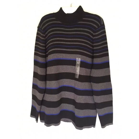 Karen Scott Women’s Blue Ribbed Striped Pullover - Picture 2 of 6